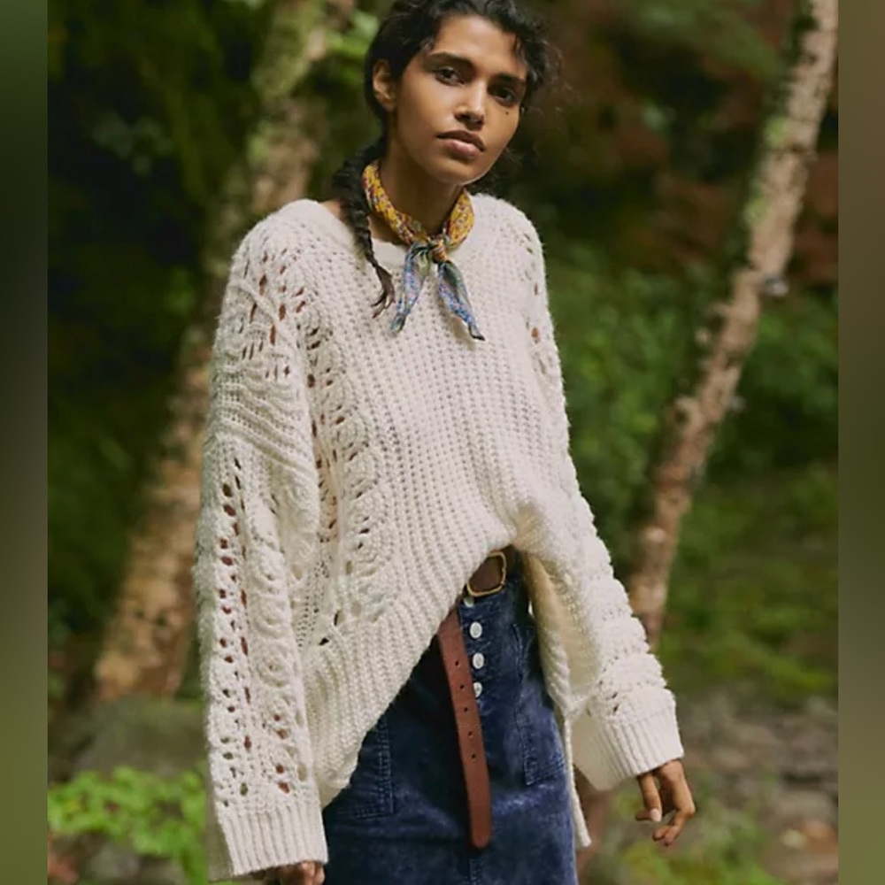 Anthropologie Cream Knit Sweater